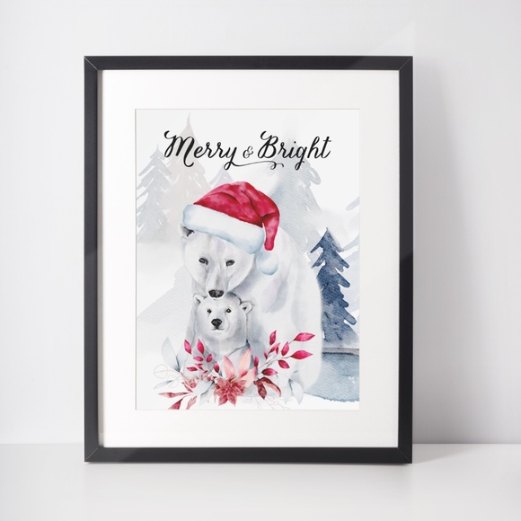 Watercolor Christmas Wall Art Illustration Print Poster Unframed - Picture 3 of 6